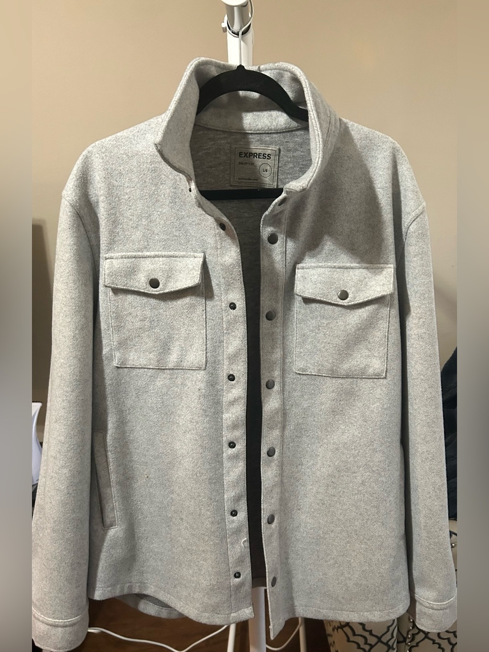 Express Light Gray Shirt Jacket